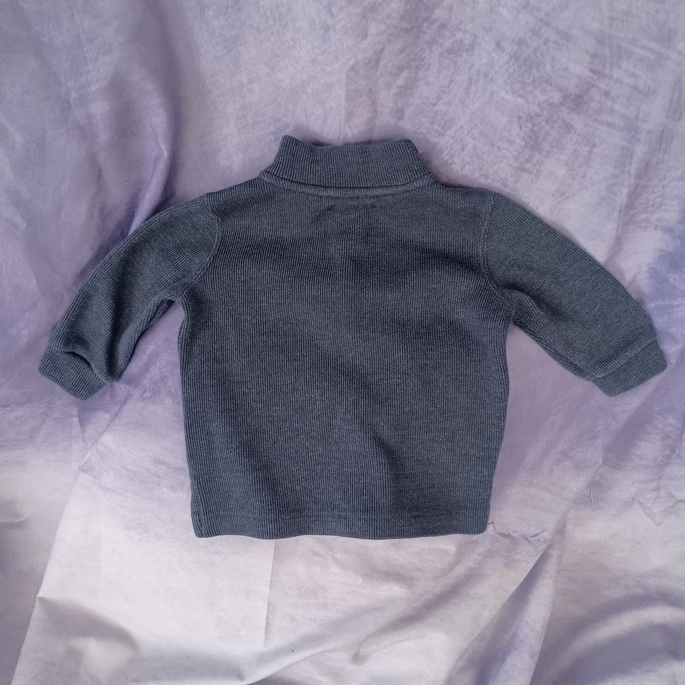 Ralph Lauren Baby Quarter Zip Sweater Blue Cotton Pony Pullover